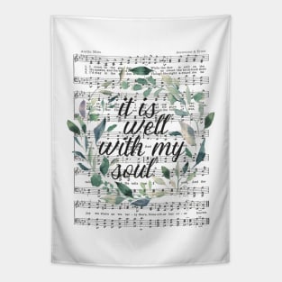 It is Well With My Soul, Floral Leaves, Watercolor Hymn Tapestry