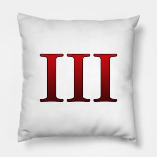 Red Roman Numeral 3 III Pillow