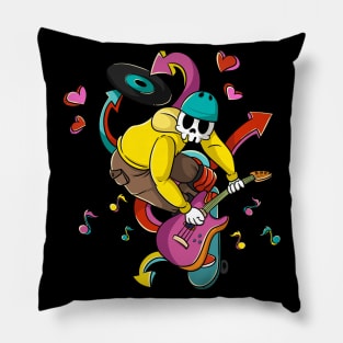 Skateboarding Skeleton Skull Skater Pillow