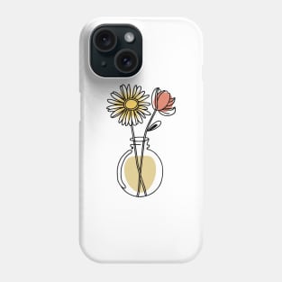 Daisy And Rose Flower Minimal Line Art Phone Case