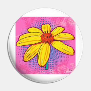 Retro Pop Art Yellow Daisy Pin