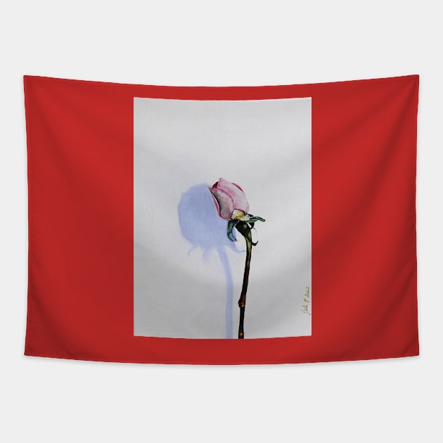 The Rosebud - Sweet Pink Rose - Still Life Tapestry by Krusty