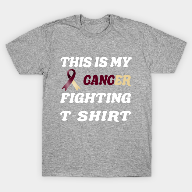 Head & Neck Cancer Burgundy/Ivory Ribbon Fighting - This Is My Cancer Fighting - T-Shirt