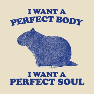 I Want A Perfect Body I Want A Perfect Soul, Funny Capybara Meme, Capybara T-Shirt
