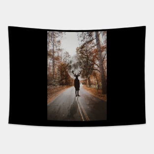 Horror movie vintage retro aesthetic cottagecore surrealism landscape nature fantastic fantasy Halloween deer orange camera creepy spooky vinyl music Tapestry