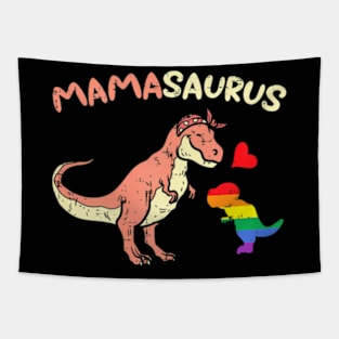 Mommasaurus Dinosaur Mom Mama LGBTQ Flag Gay Pride Tapestry