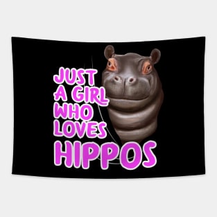 Just A Girl Who Loves Hippos Tapestry