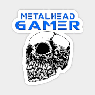 Metalhead Gamer Quarter Skull Blue Magnet