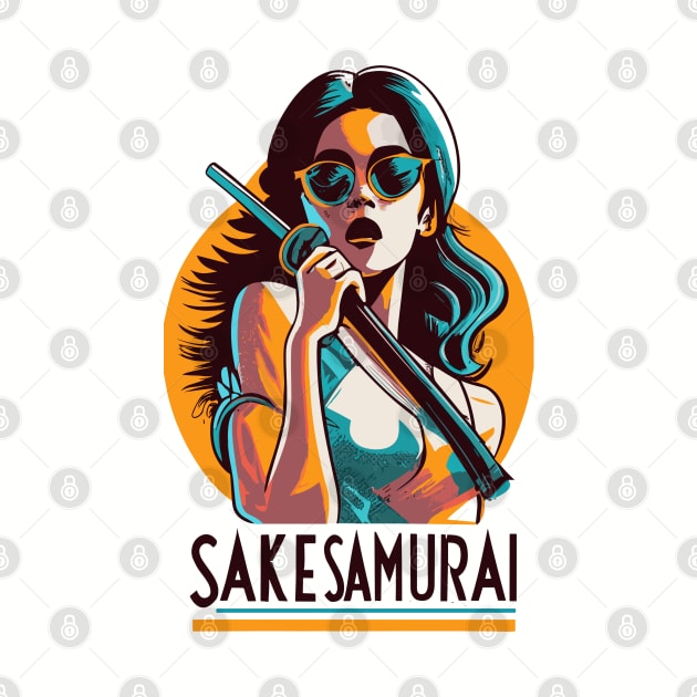 Sake Samurai Japan - Japanese Vintage Food Art by stickercuffs