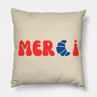 Merci Croissant French Lover Graphic Pillow