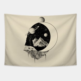 Moonscape With Planets Tapestry