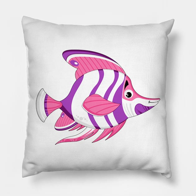 Cute Cartoon Tropical Fish Pillow by markmurphycreative