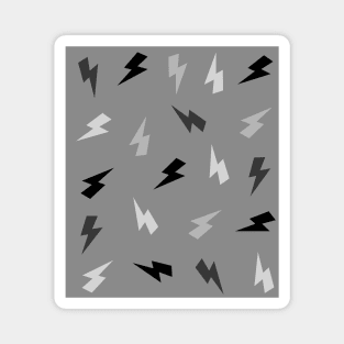 Grey and Black Lightning, Thunder, Bolt on Grey Magnet