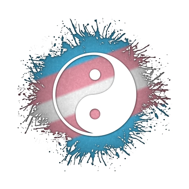 Paint Splatter Transgender Pride Flag Yin and Yang Symbol by LiveLoudGraphics