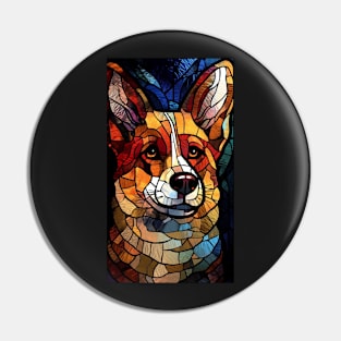 Stained Glass Design Corgi Dog Pin