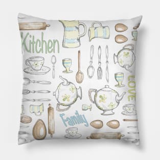 Kitchen, Love, Family Pillow