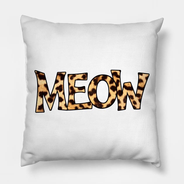 MEOW Leopard Print Pillow by CeeGunn