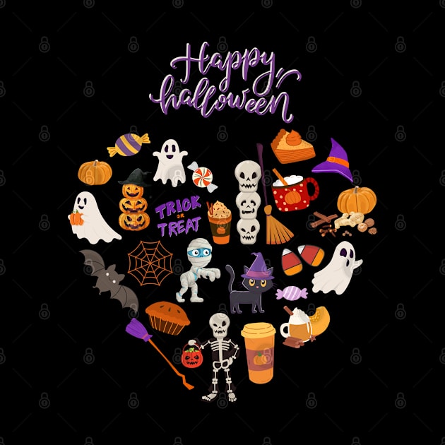 Boo Happy halloween Hello October heart Autumn is my favorite season, love Fall pumpkin by BoogieCreates