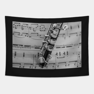 Traditional flute instrument on sheet music Tapestry
