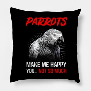 Grey Parrots Make Me Happy Pillow