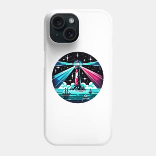 Neon Lighthouse Harbor Night Art Phone Case