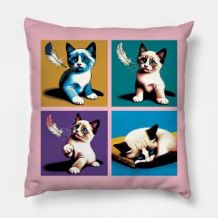 Snowshoe Pop Art - Cute Kitties Pillow