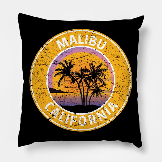 Vintage Malibu California Retro 80s Travel Pillow by kalponik