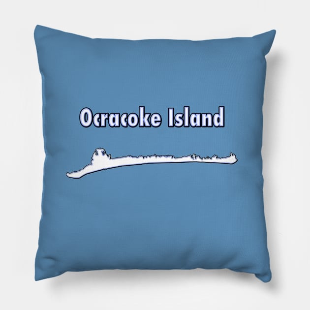 Ocracoke Island Map Outline Pillow by Trent Tides