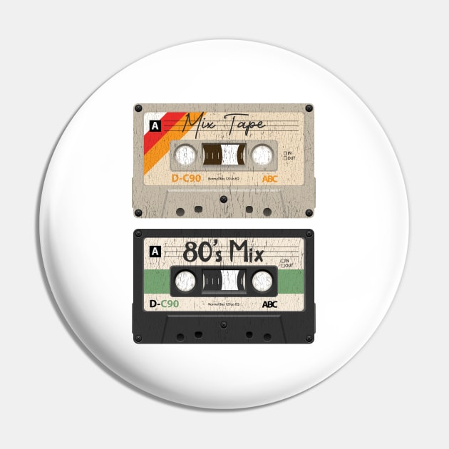 Cassette Tape - 80s Mix Tape Pin by Kudostees