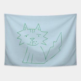 Green Cat Tapestry