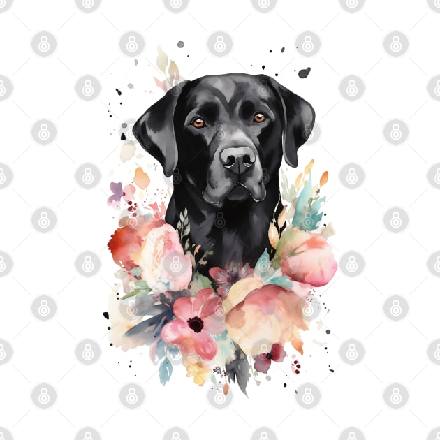 Pet Dog Portrait, Dog Owner Gift Idea, Cute Black Lab Watercolor Dog Portrait by Edit Print Go