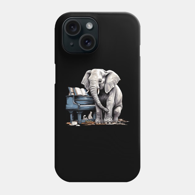 Elephant playing piano Phone Case by Graceful Designs