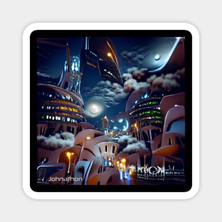 FUTURISTIC CITY IN THE CLOUDS ORIGINAL DIGITAL GENERATED ART Magnet