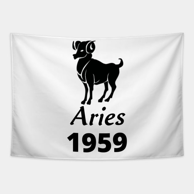Black Aries Zodiac 1959 Tapestry by Down Home Tees