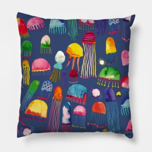 Pocket - Watercolor Marine Jellyfishes Pillow