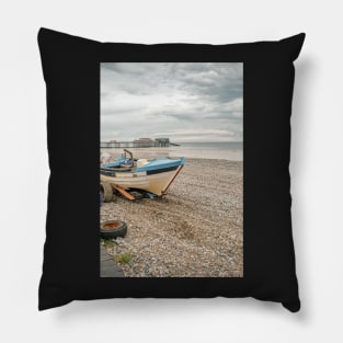 Traditional crab fishing boat on Cromer beach Pillow