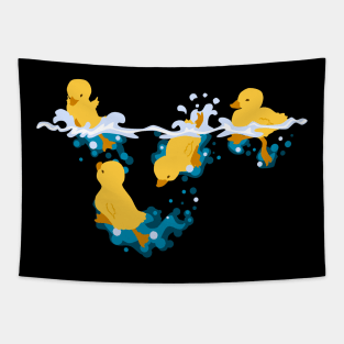 Happy Splashing Ducklings Tapestry