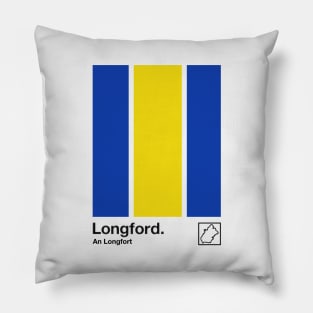 County Longford, Ireland - Retro Style Minimalist Poster Design Pillow