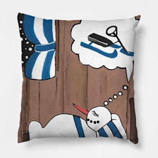 White Christmas Snowman Dreams Pillow