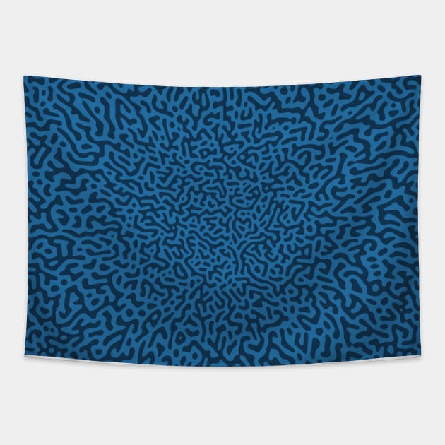 Warped Turing Pattern (Blue) Tapestry by John Uttley