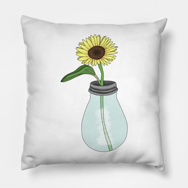 Sunflower in Light blub Pillow by Becky-Marie