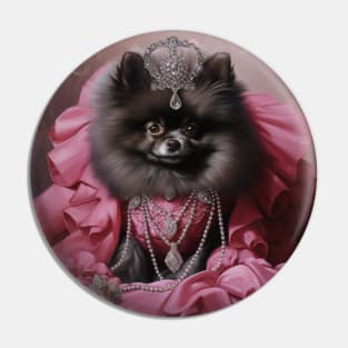 Black Pom In Pink Dress Pin