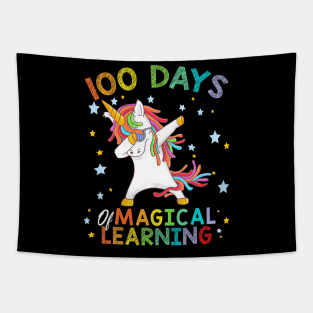 100Th Day Of School Dabbing Unicorn 100 Days Learning Tapestry