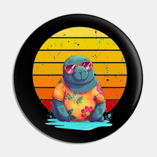 manatee hawaiian retro Pin