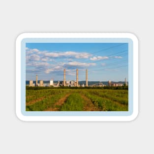 Blue cloudy sky over factory, industrial zone, Romania Magnet