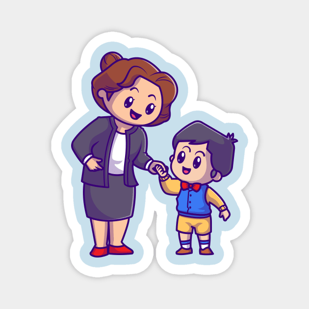Cute Mother With Son Cartoon Magnet by Catalyst Labs