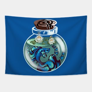 Blue Beta Fish in a Potion Bottle Tapestry