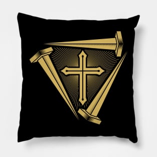 The cross of Jesus and the nails of the crucifixion Pillow