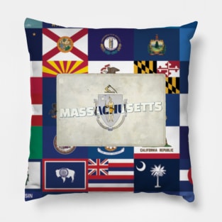 Massachusetts vintage style retro souvenir Pillow