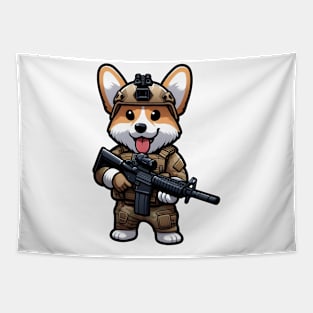 Tactical Corgi Tapestry